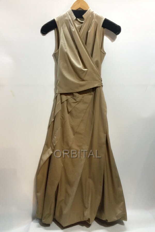 【中古】代官山)L'AUBE BLANC ローブブラン Spiral balloon Dress バルーンラップドレス ベージュ サイズS 24SP-14