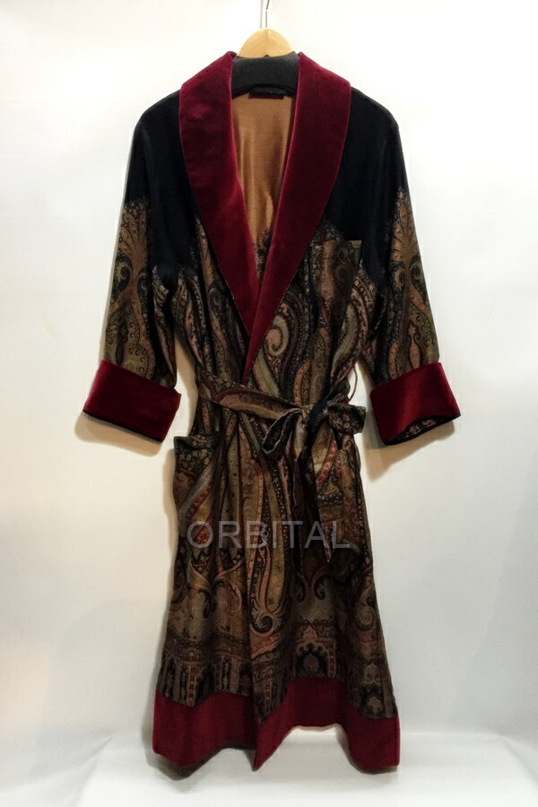 【中古】代官山)ETRO Home Accessory エトロ 国内正規 ウール シルク混 ジャガードガウンコート ロング..