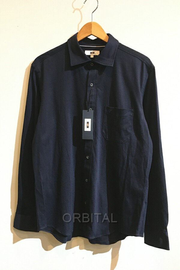 【中古】二子玉) JOSEPH ABBOUD ジョセフアブード 未使用 コンパクトジャージー バーズアイ シャツ ネイビー メンズ LL 定価23,100円