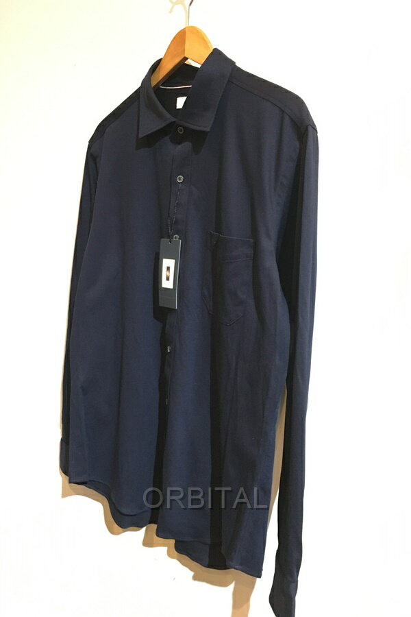 【中古】二子玉) JOSEPH ABBOUD ジョセフアブード 未使用 コンパクトジャージー バーズアイ シャツ ネイビー メンズ LL 定価23,100円