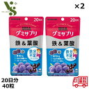 グミサプリ 鉄＆葉酸 20日分 40粒 ×2個セット UHA味覚糖 アサイーミックス味 グミ 鉄 葉酸 グミサプリ 鉄分