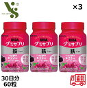 グミサプリ 鉄 30日分 60粒 ×3個セット UHA味覚糖 グレープ味 ボトルタイプ グミ 鉄 グミサプリ 鉄分