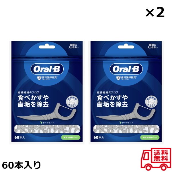 Oral-B オーラルB フロスピック ディープクリーン (60本入) ×2個セット クールミント 糸ようじ フロス 歯間ブラシ 食べかす 歯垢 除去 P&G 01