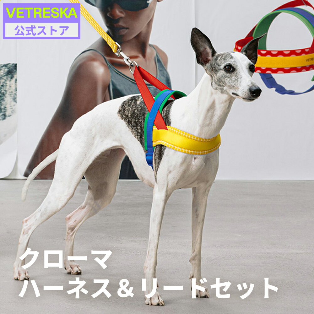 【VETRESKA 公式】ベトレスカ【公式】CHROMA ペットハーネス セット リード 胴輪 首輪 レッド イエロー かわいい おしゃれ トリコロール 小型 中型 犬用