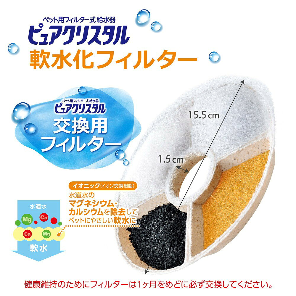 ペットゴー 2号館 楽天市場店のピュアクリスタル 軟水化フィルター 全円 猫用 2個入｜アングル2