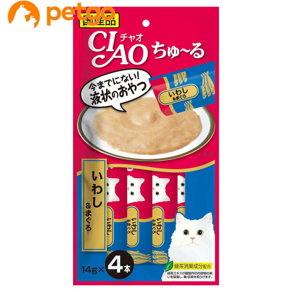 液状おやつです。舐めて食べられるので、子猫や高齢猫ちゃんも食べやすいおやつです。 ■素材・材質：いわし、まぐろ、魚介エキス、タンパク加水分解物、糖類（オリゴ糖等）、植物性油脂、増粘剤（加工でん粉）、ミネラル類、増粘多糖類、調味料（アミノ酸等）、紅麹色素、ビタミンE、緑茶エキス ■成分：たんぱく質　7．0％以上、脂質　0．2％以上、粗繊維　0．1％以下、灰分　1．7％以下、水分　91．0以下 ■代謝エネルギー：約7kcal/本 ■内容量：14g×4本 ■JANコード：4901133718694 ■原産国：日本 ■メーカー：いなばペットフード ■名称：ペットフード ■賞味期限 ：パッケージに記載 ■販売者：ペットゴー株式会社　0120-958-046 ■区分：ペットフード ■広告文責：ペットゴー株式会社　0120-958-046 ■更新日時：2026/07/09 15:00:40 ＜免責事項＞本サイトに掲載されている商品情報は、商品パッケージやカタログ、またはメーカーから提供された情報に基づくものであり、その内容について当社は責任を負いかねます。これらについてのお問い合わせはメーカーに直接行っていただきますようお願いいたします。また、メーカーによる仕様変更に伴い商品の表記と実際の仕様が異なる場合がございます。