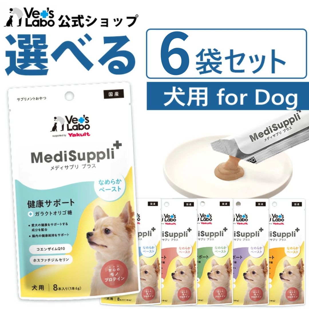 Rakuten - 公式【送料無料】メディサプリ プラス 犬用 6g×8本 選べる6袋セット【Vet's Labo】【メール便配送】 【Vet's Labo】supported by Yakult MediSuppli+ サプリメントおやつ 健康 皮ふ 肝臓 口内環境 泌尿器 関節 [K/F]