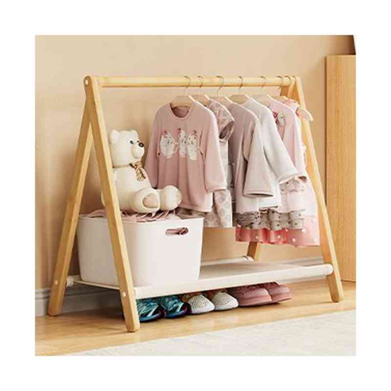 VEXIAのナチュラル 子供 子供部屋 棚付き おしゃれハンガーラック キッズ 棚付き コートハンガー ハンガーラック かわいい 衣類ラック 木製 子供用 ハンガーラック ハンガーラック 子供服 衣類収納 洋服掛け 上着掛け ポールハンガー 小学生｜アングル2