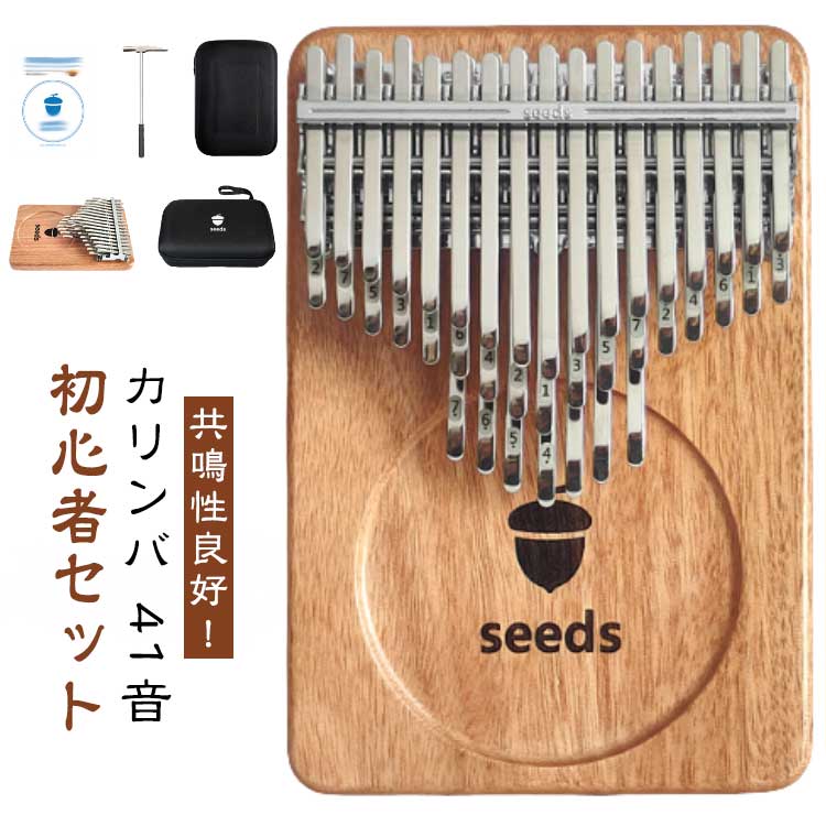 初心者セット 指サック カリンバ 入門書 サムピアノ チューニングハンマー 教本 初心者 ケース チューニング済み 楽譜 楽器 チューナー 41音 41音 子供 高齢者 天然木製 マホガニー おしゃれ 可愛い かりんば
