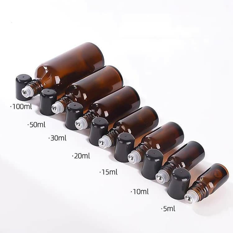 10本セット 遮光ガラス ロールオンボトル 5ml 10ml 15ml 20ml 30ml 50ml 100ml ガ...