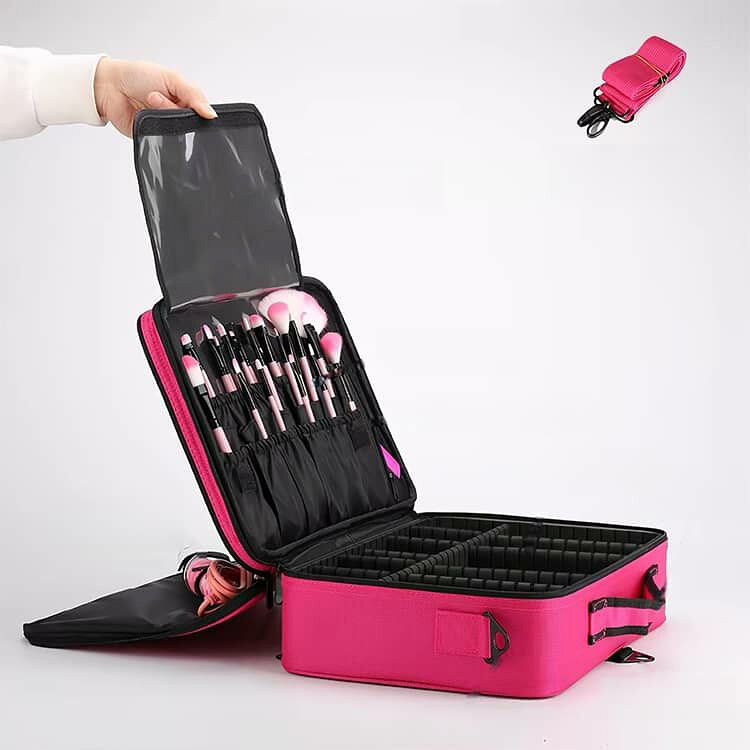 ミラー付き メイクブラシバッグ メイクボックス コスメボックス 40*29*14CM 3way 持ち運び メイクボックス コスメポーチ ポーチ リュック メイクポーチ 收納抜群 肩掛け ベルト付き プロ用 仕切り 防塵 大容量 通勤 美容師 出張 旅行 衝撃吸収 化粧品収納 vexia-10008515 VEXIA サンプル画像3