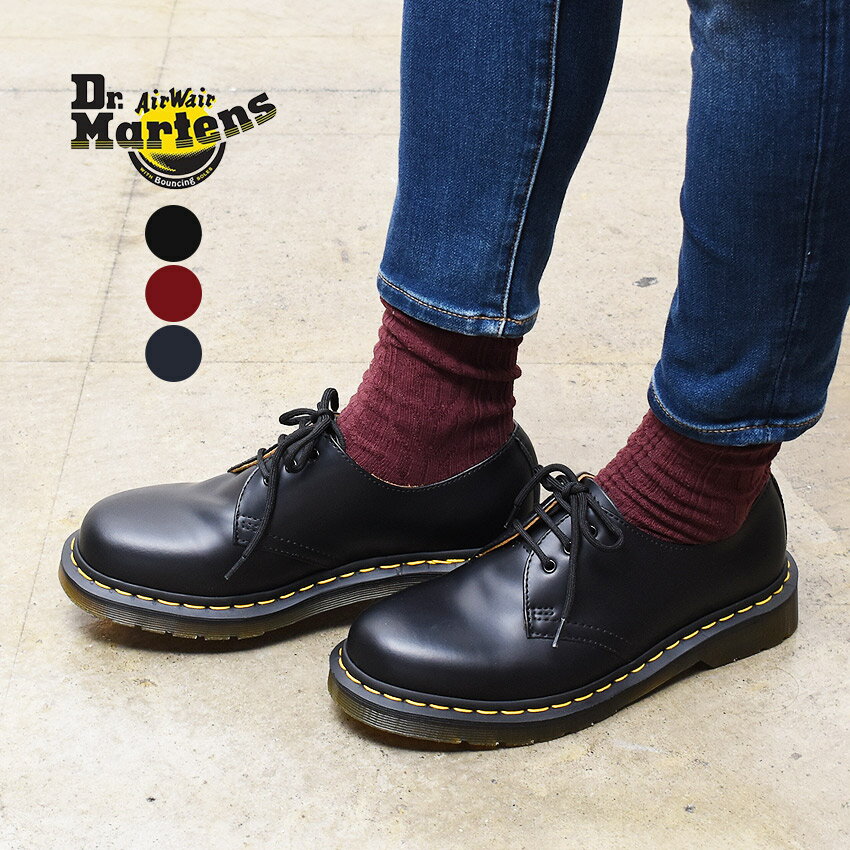 《今だけ！店内全品ポイントUP》ドクターマーチン 3ホール シューズ メンズ レディース 1461 ギブソン Dr.Martens 1186 3HOLE GIBSON ドレスシューズ ローカット ブーツ カジュアルシューズ 黒 本革 定番 人気