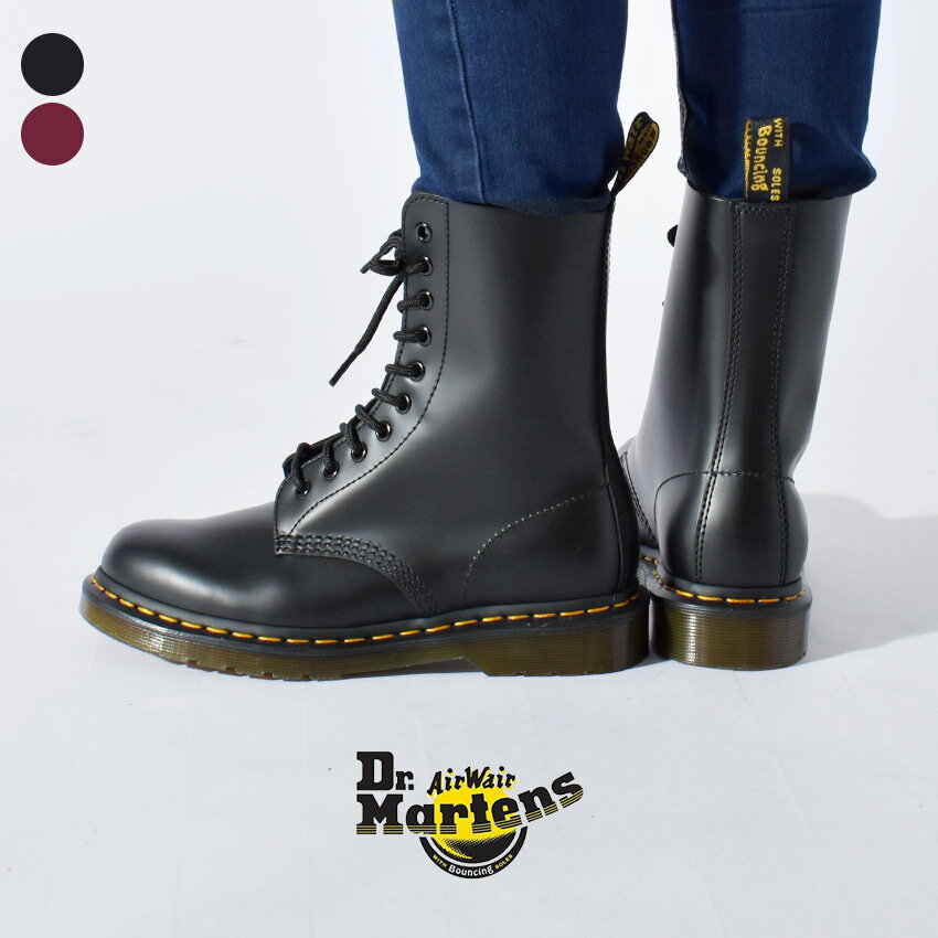 《スーパーSALEで使える限定クーポン配布》ドクターマーチン 10ホール ブーツ メンズ レディース 1490 アイレット DR.MARTENS R11857001 R11857600 10HOLE BOOT ブラック チェリーレッド 黒