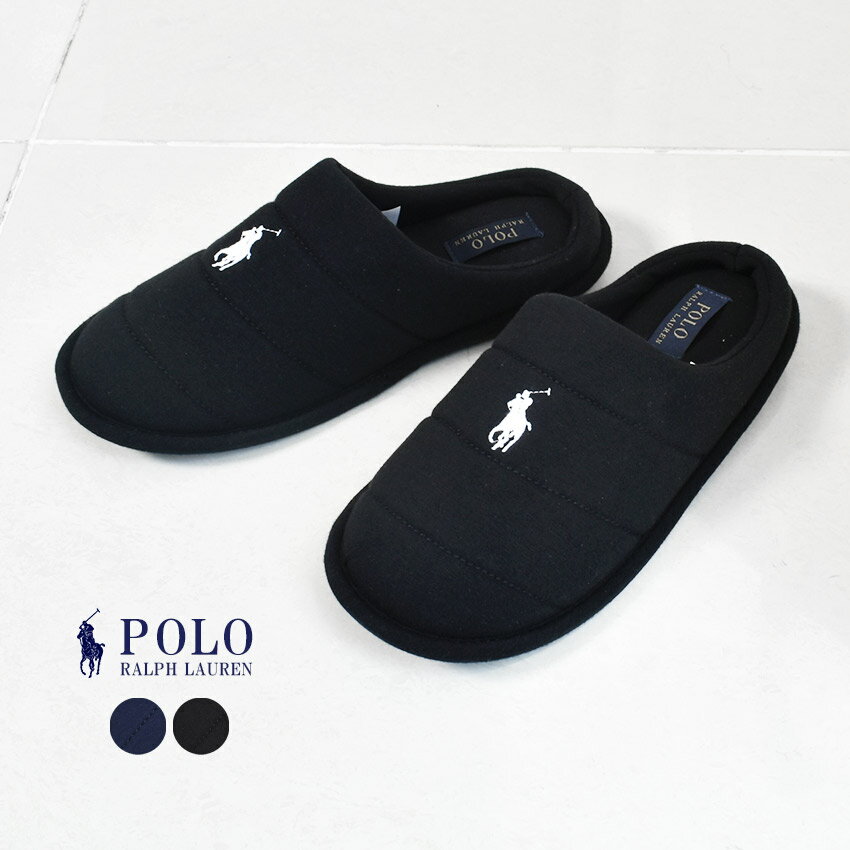 ポロ ラルフローレン シューズ メンズ POLO RALPH LAUREN EMERY SCUFF ラルフ スリッパ ルームシューズ 靴 おしゃれ カジュアル シンプル スポーティ 社内履き 室内履き ワンポイント ブラック 黒 ネイビー 紺 Hsale