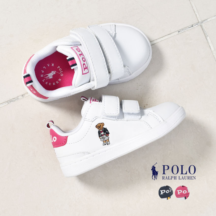 クーポンで100円OFF☆ポロ ラルフローレン スニーカー キッズ ベビー 子供 POLO RALPH LAUREN HERITAGE COURT BEAR EZ TD 男の子 女の子 子ども ラルフ シューズ ローカット ベルクロ マジックテープ 靴 カジュアル シンプル スポーティ レジャー 通園