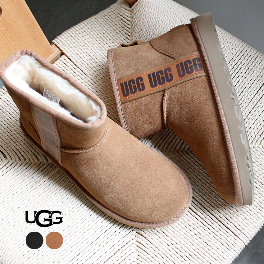 《3日間限定SALE開催中》アグ ブーツ レディース UGG クラシックミニサイドロゴII カジュアル クラシック ベーシック ムートン ウィンター ロゴ プレゼント ギフト 防水 耐水 靴 冬 防寒 暖かい 定番 人気 おしゃれ ブラック 黒 ブラウン 1134962 CLASSIC MINI