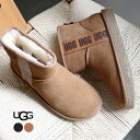 《今だけ！全品ポイントアップ中》アグ ブーツ レディース UGG クラシックミニサイドロゴII カジュアル クラシック ベーシック ムートン ウィンター ロゴ プレゼント ギフト 防水 耐水 靴 冬 防寒 暖かい 定番 人気 おしゃれ ブラック 黒 ブラウン 1134962 CLASSIC MINI