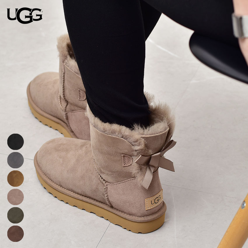 《限定250円クーポン対象》アグ ムートンブーツ UGG リボン レディース ミニベイリーボウII アグオーストラリア UGGAUSTRALIA W MINI BAILEY BOWII 1016501 ブーツ サテン ムートン 靴 黒 ブラック 人気 定番 かわいい ショート丈のサムネイル
