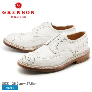 【マラソンSALE】 【GRENSON】グレンソン アーチー トリプルウェルト ウィングチップ ホワイト GRENSON 5067G-4205 ARCHIE TRIPLE WELT メンズ 本革 短靴 ウイングチップ レザー ドレス カジュアル シューズ 革靴 天然皮革