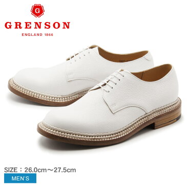 【マラソンSALE】 【GRENSON】グレンソン カート トリプルウェルト プレーントゥ ホワイト GRENSON 5199G-4205 CURT TRIPLE WELT メンズ 本革 短靴 外羽根 レザー ドレス カジュアル シューズ 紳士靴 革靴 おしゃれ