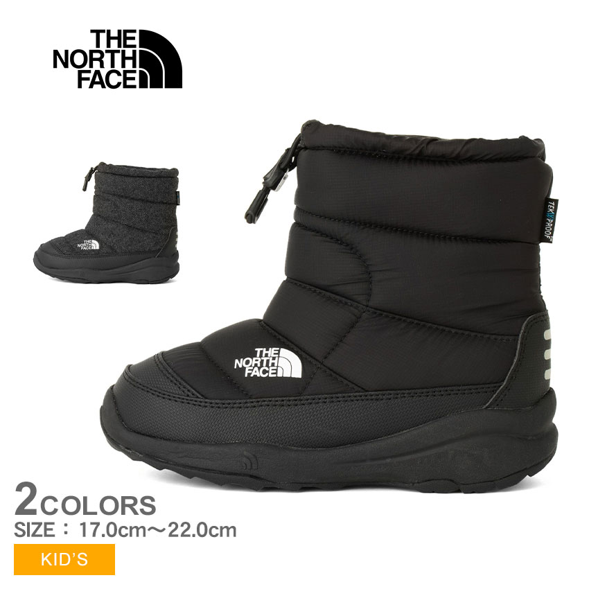 ザ・ノース・フェイス ヌプシ ブーツ キッズ ジュニア 子供 THE NORTH FACE ブーティ ウォータープルーフ 靴 シューズ アウトドア スノーブーツ 冬 雪 防寒 防滑 シンプル キャンプ 撥水 防水 カジュアル ブラック 黒 小学生