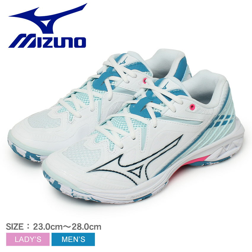 ミズノ バドミントンシューズ レディース MIZUNO ウエーブクロー3 FIT スニーカー 靴 シューズ スポーツ 運動 ジム 軽量 軽い 加速性 ブランド シンプル バドミントン ブルー 青 ピンク マルチカラー ホワイト 白 71GA2442