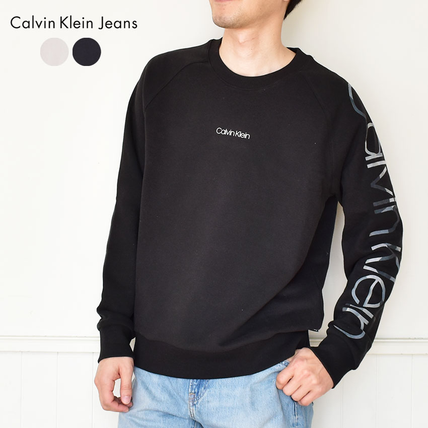 《今だけ！全品ポイントUP》カルバンクラインジーンズ スウェット メンズ CALVIN KLEIN JEANS カモフラージュ ロゴ スウェットシャツ CK ブランド トップス 長袖 プリント ウェア スポーティ ロゴ シンプル カジュアル ストリート おしゃれ 裏地 裏起毛 ブラック 黒