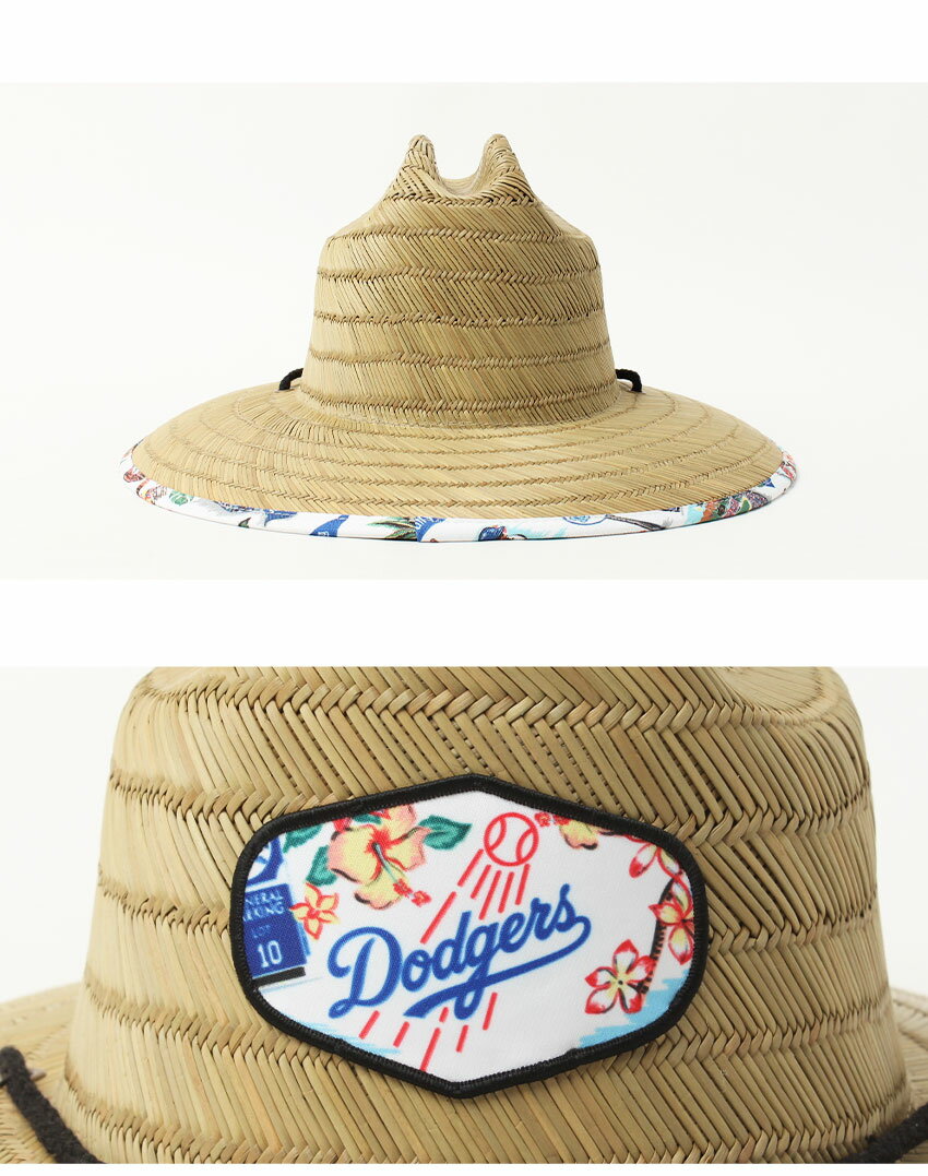 《今だけ！店内全品ポイントUP》レインスプーナー ストローハット メンズ レディース REYN SPOONER LOS ANGELES DODGERS SCENIC STRAW HAT ハット 帽子 麦わら帽子 ドローコード MLB ニューヨーク・メッツ メジャーリーグ 野球 3