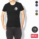 《今だけ！全品ポイントアップ中》ディーゼル Tシャツ メンズ DIESEL UMTEE ランダル3パックTシャツ 半袖 無地 半袖Tシャツ トップス スポーツ 人気 シンプル 3枚セット クルーネック ブラック 黒 ホワイト 白 ネイビー 父の日 ギフト プレゼント