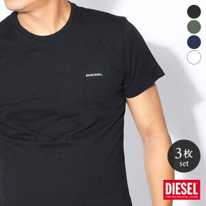 ディーゼル メンズ Tシャツ インナー DIESEL UMTEE ジェイ 3パック 半袖 トップス 無地 スポーツ 人気 シンプル 3枚セット クルーネック ブラック 黒 ホワイト 白 下着 おしゃれ オシャレ 父の日 プレゼント ギフト