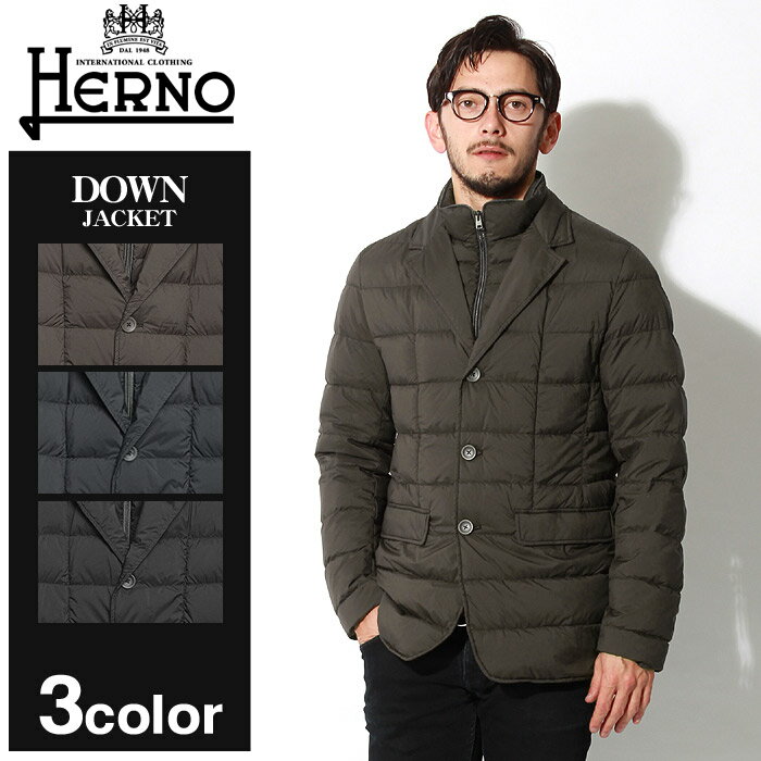 送料無料★HERNO ヘルノ ジャケット ダウン ジャケット エスプレッソ 他全3色DOWN JACKET PI0403U-19288 8993 9200 9300アウター トップス ジップアップ ボタン 黒メンズ