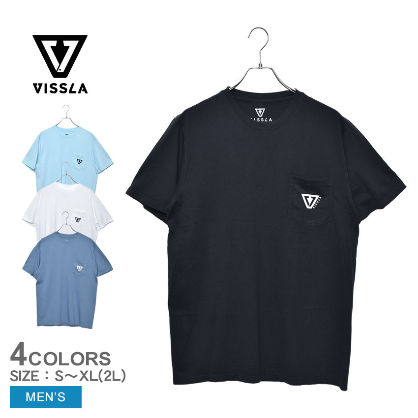 《今だけ！全品ポイントUP》【ゆうパケット配送】 ヴィスラ Tシャツ メンズ VISSLA エスタブリッシュド オーガニック ポケット ウエア トップス クルーネック ブランド サーフ カジュアル サーフィン ロゴ ビーチ 半袖 人気 お出かけ おしゃれ ブルー 青 ネイビー 紺