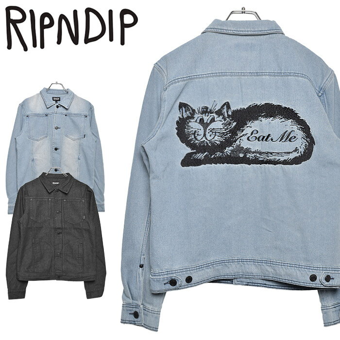 送料無料★RIPNDIP リップンディップ ジャケット イート ミー デニム ジャケット ブラック 他全2色EAT ME DENIM JACKET RND1800 RND1801ウェア アウター ジャケット 青 黒 メンズ レディース