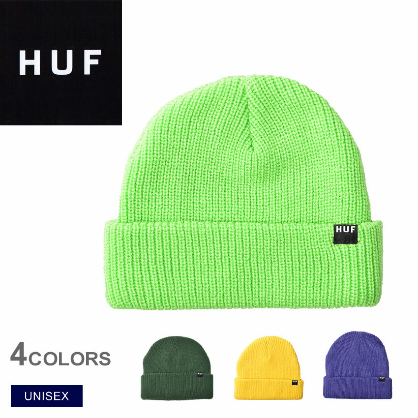  ハフ ニット帽 メンズ レディース HUF ユージュアル ビーニー 帽子 ニットキャップ ロゴ カジュアル ストリート ビーニー ベーシック シンプル スケート グリーン 黄色 緑 蛍光色 イエロー 紫BN00060 USUAL BEANIE