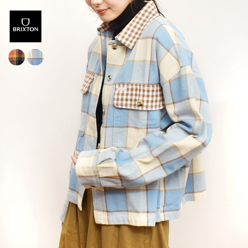 《今だけ！店内全品ポイントUP》ブリクストン カジュアルシャツ レディース BRIXTON BOWERY W L/S FLANNEL ウエア ネルシャツ 長袖シャツ 羽織 シンプル ブランド ストリート カジュアル チェック おしゃれ ネイビー 紺 ベージュ ブルー 青 オレンジ 01209