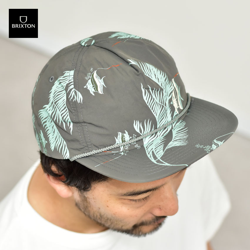 《限定クーポン配布》ブリクストン 帽子 メンズ レディース BRIXTON HENSHAW MP SNAPBACK ユニセックス キャップ シンプル ブランド ストリート カジュアル おしゃれ 無地 復刻 ロゴ スナップバックキャップ 魚 チョウチョウウオ ブラック 黒 グリーン 緑 11337