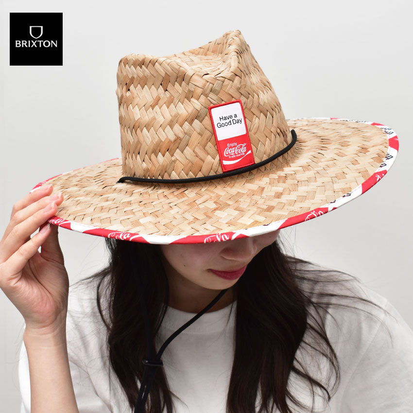 《今だけ！全品ポイントUP》麦わら帽子 コカコーラ コラボ ハット ブリクストン 帽子 メンズ レディース BRIXTON COCA-COLA SUN HAT ユニセックス コカ・コーラ コラボレーション ストローハット 麦わら シンプル ブランド ストリート カジュアル おしゃれ ベージュ 赤