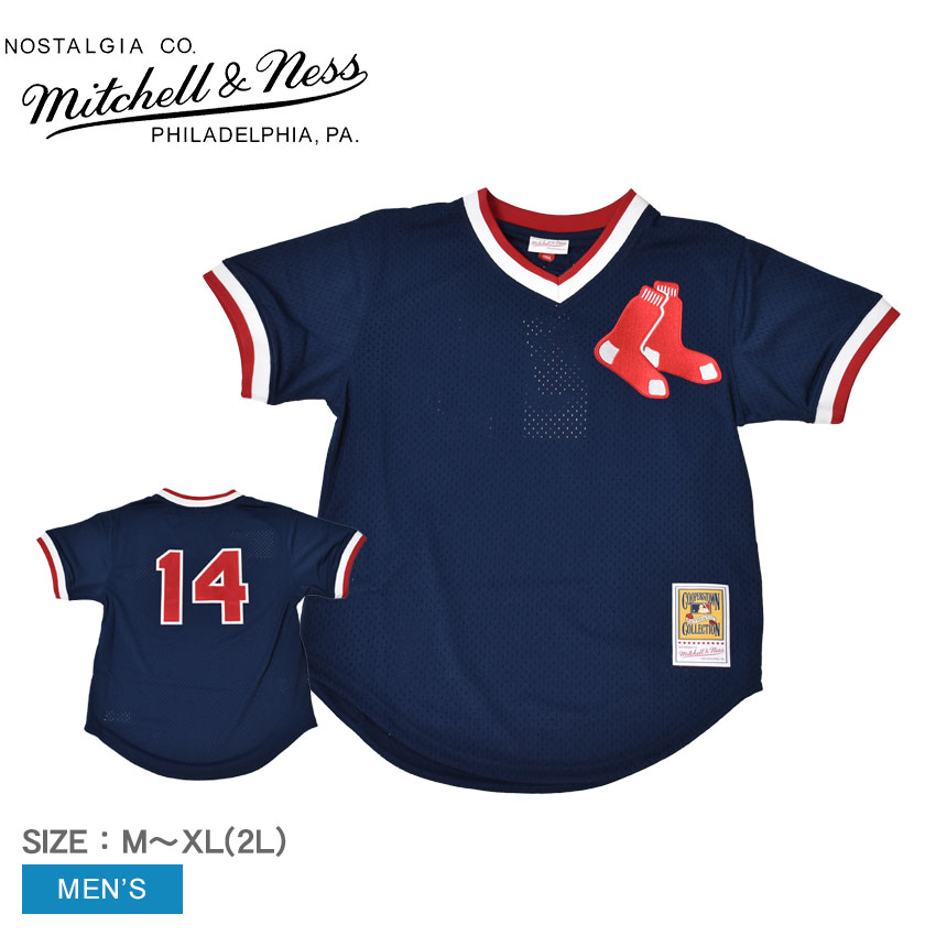 《今だけ！全品ポイントUP》野球 レプリカウェア ミッチェルアンドネス メンズ メジャーリーグ メジャーリーガー Mitchell&Ness オーセンティック ジム・ライス ボストン・レッドソックス 1989 プルオーバージャージ ゲームシャツ MLB Jim Rice Boston Red Sox