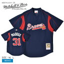 《5/1限定！複数買いで最大P20倍》》ミッチェルアンドネス ユニフォーム メンズ MITCHELL ＆ NESS ウエア トップス ベースボールジャージ ストリート オーセンティック ブランド カジュアル アメカジ スポーティ ロゴ 半袖 人気 ネイビー 紺 レッド 赤 ABPJ3335-ABR03GMANAVY