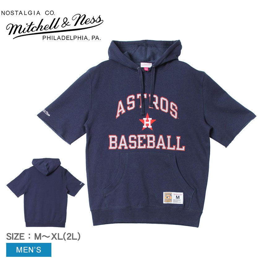 ＼5/25限定！最大全額Pバック／ミッチェルアンドネス パーカー 半袖 スウェット メンズ Mitchell & Ness MLB ヒューストン・アストロズ ショート スリーブ フリース フード トップス 野球チーム スエット カジュアル ロゴ スポーティ スポーツブランド ストリート 青