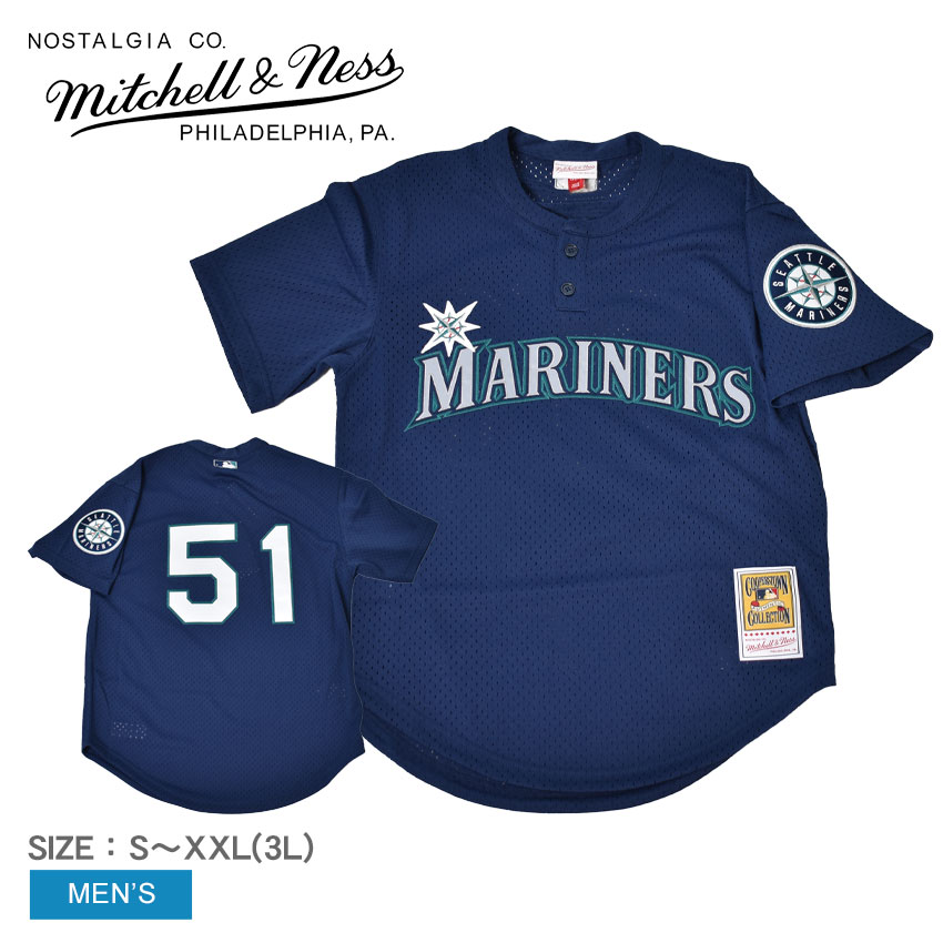 《限定クーポン配布》野球 ユニフォーム レプリカ ミッチェルアンドネス メンズ Mitchell & Ness MLB AUTHENTIC ICHIRO SUZUKI SEATTLE MARINERS 2002 BP JERSEY トップス イチロー 鈴木一郎 ベースボールジャージ MLB オーセンティック ブランド