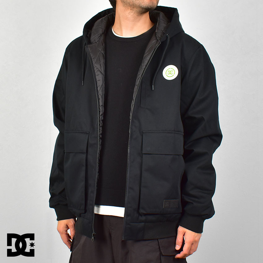 DCシューズ ジャケット メンズ DCSHOECOUSA ESCALATE PADDED ワークジャケット アウター ワークジャケット 中綿 ストレッチ はっ水 カジュアル ストリート シンプル ロゴ おしゃれ 防寒 暖かい ブラック 黒 DJK234014