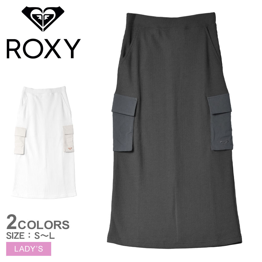 《今だけ！全品ポイントUP》ロキシー スカート レディース ROXY CALL ME MAYBE スカート ボトムス ロングスカート ロング丈 ウェア スリット シンプル ブランド ロゴ ワンポイント カーゴポケット ポケット サーフ ビーチ 海 おしゃれ ブラック 黒 ホワイト 白