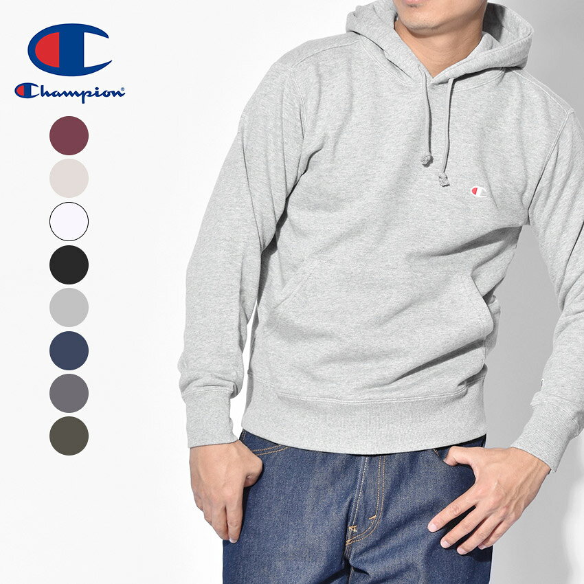 チャンピオン パーカー メンズ CHAMPION フーディ プルオーバー スウェットパーカー C3-Q101 長袖 ワンポイント ロゴ トップス アメカジ スポーツ ストリート カジュアル ブランド ベーシック 定番 人気 白 黒 フード