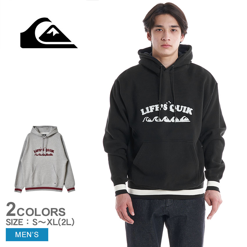 《今だけ！店内全品ポイントUP》クイックシルバー パーカー メンズ QUIKSILVER LIFES QUIK WARM HOODIE SWEAT ウエア トップス プルオーバー スウェット スエット ブランド カジュアル シンプル アウトドア ロゴ 長袖 おしゃれ ブラック 黒 グレー QPO224056