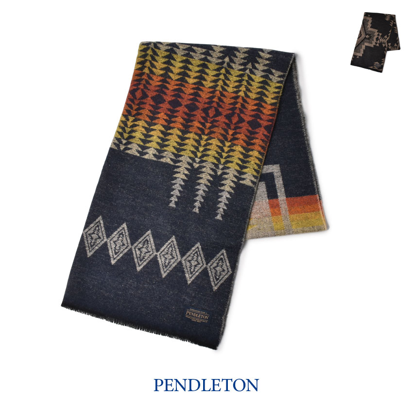 ペンドルトン マフラー メンズ 《今だけ！店内全品ポイントUP》ペンドルトン マフラー メンズ レディース PENDLETON ストール ブランド ブランケット 総柄 幾何学模様 おしゃれ ブランド 北欧 マルチカラー 防寒 ギフト プレゼント ブラック 黒 GS793 OVERSIZED WRAP