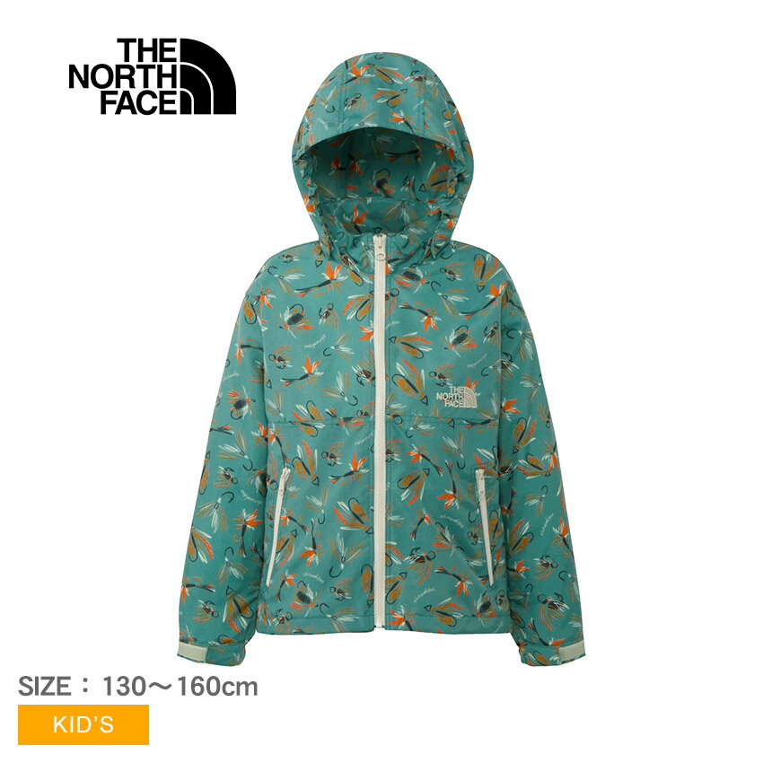 ザ・ノース・フェイス ジャケット キッズ THE NORTH FACE ノベルティコンパクトジャケット ウェア トップス 長袖 上着 ロングスリーブ アウター アウトドア キャンプ ストリート カジュアル シンプル フード 羽織 ブランド ロゴ グリーン