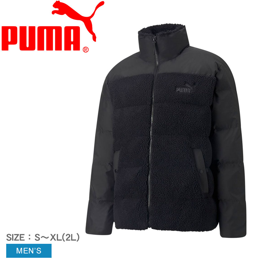 プーマ ボアコート メンズ 《3日間限定SALE開催中》プーマ アウター メンズ PUMA シェルパ パッファー 中綿 ジャケット ジャケット 防寒 上着 羽織 ボア 中綿 フルジップ カジュアル アウトドア キャンプ レジャー ロゴ ブランド ブラック 黒 672431