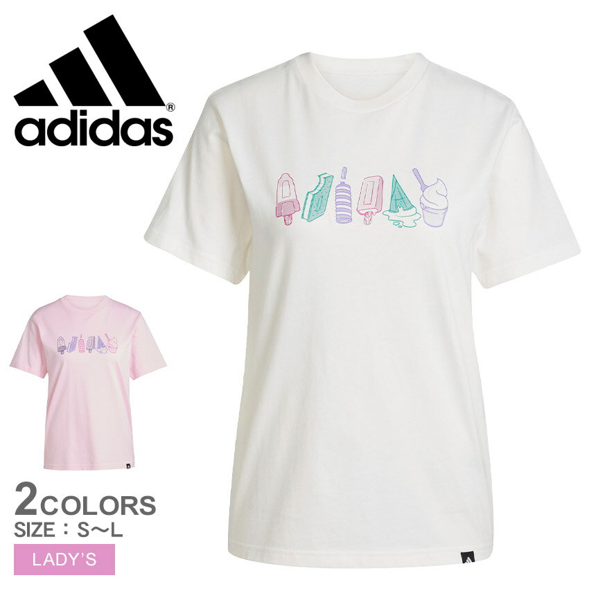 アディダス 半袖Tシャツ レディース ADIDAS ラウンジ フードグラフィック 半袖Tシャツ トップス ウェア 半袖カットソー クルーネック アウトドア レジャー グラフィック グラフィックTシャツ カジュアル シンプル プリント ロゴ ブランド