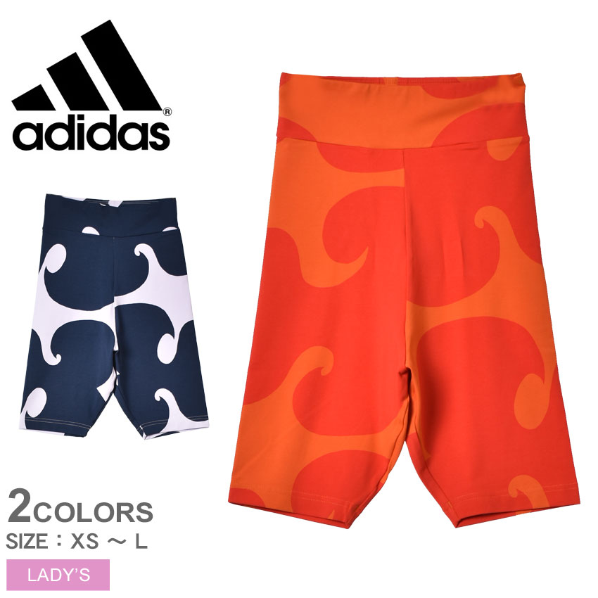 《今だけ！全品ポイントUP》アディダス ショートタイツ レディース ADIDAS マリメッコ ニーレングス リブ ショートタイツ ウェア ボトムス パンツ タイツ ジム 無地 アイコン ロゴ スポーツ ジャージ トレーニング ワークアウト シンプル 運動 オレンジ ネイビー 紺